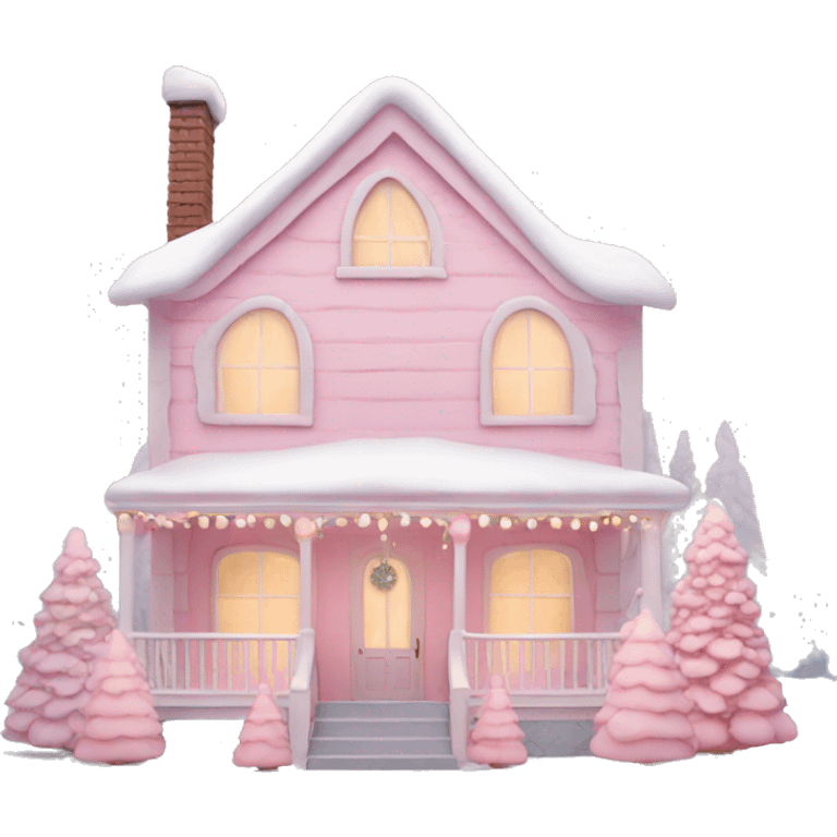 Pastel pink Christmas house  emoji