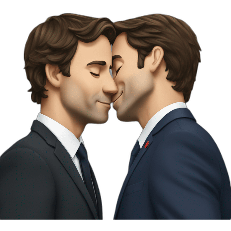 Macron kissing Trudeau emoji