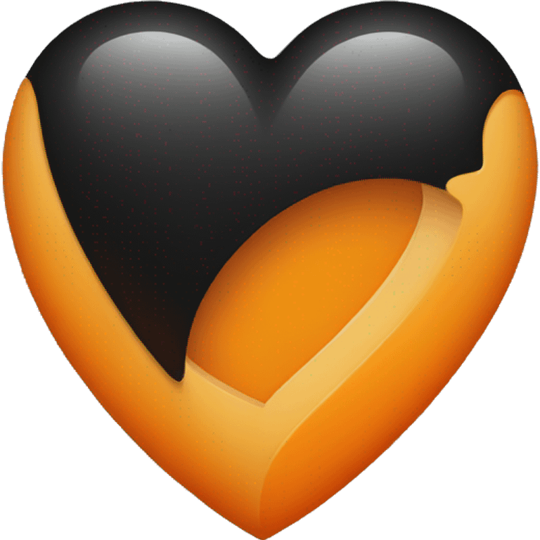 Half black and half orange heart emoji