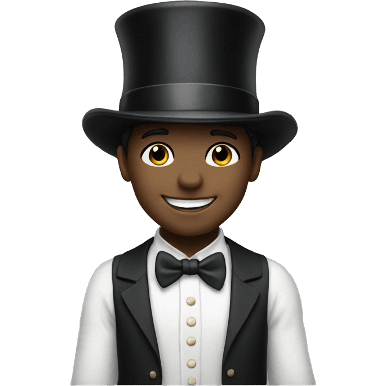 Smiling boy white skin in top hat emoji