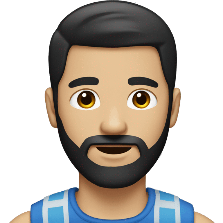 man with dark brown hair in the style of an undercut and black beard emoji