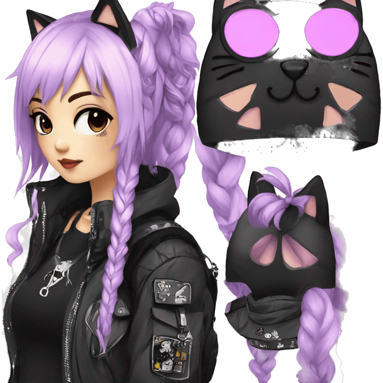 Edgy Kawaii Cute Cool Cartoon Anime Punk Techwear Gothic Catgirl emoji