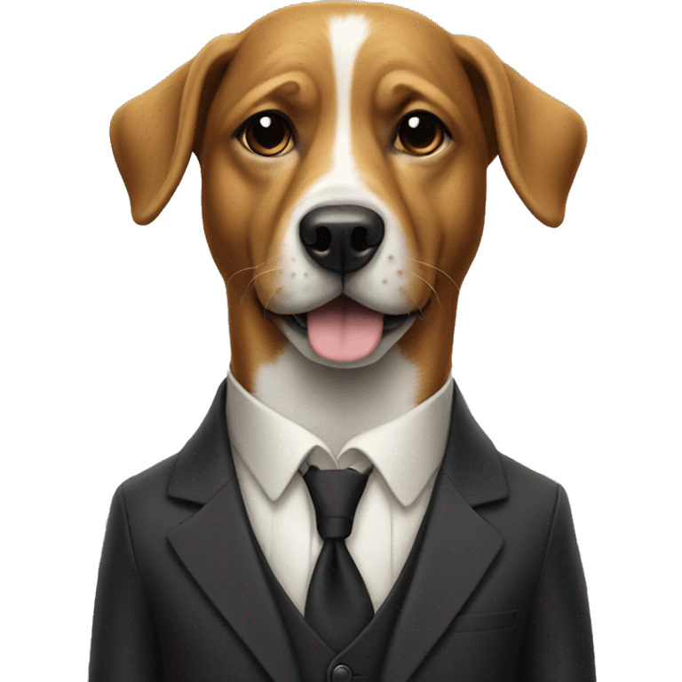 dog standing wearing a suit very distinguished gentleman emoji