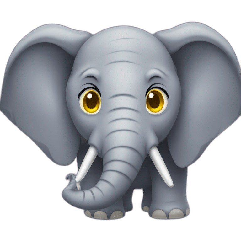 Elephant with purple eyes, with yellow ears emoji