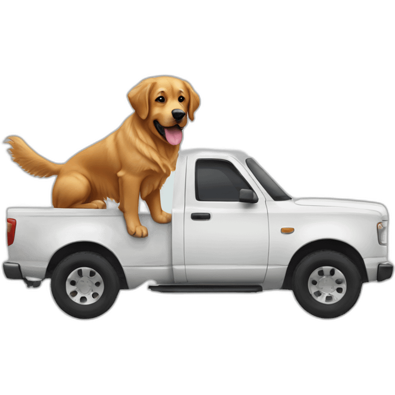 Golden retriever and rottweiller in a white truck emoji