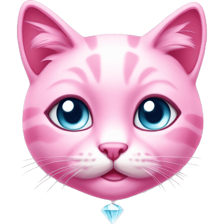 Cute pink cat diamond emoji