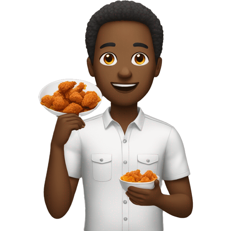 African eating fried chicken emoji