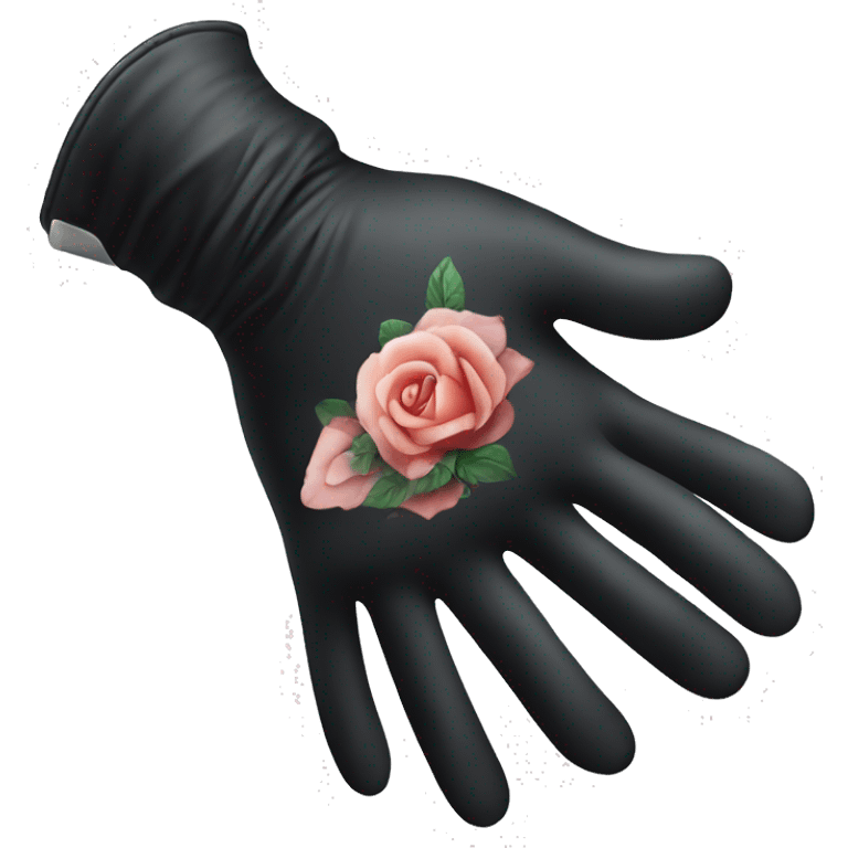 Hand in black glove doing tattoo emoji