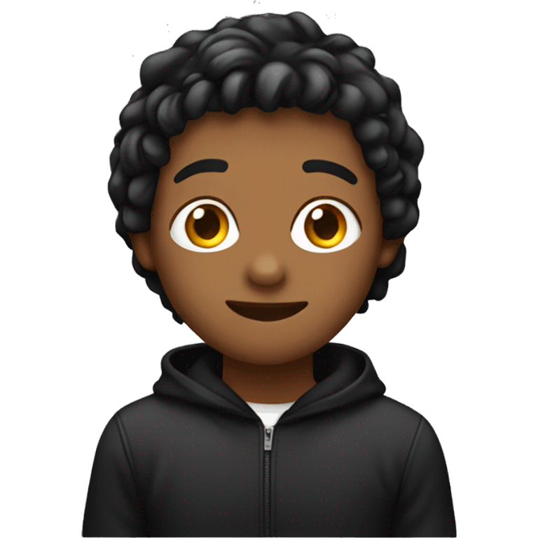 a 22 year boy with black hoodie and mid curtain hair style  emoji