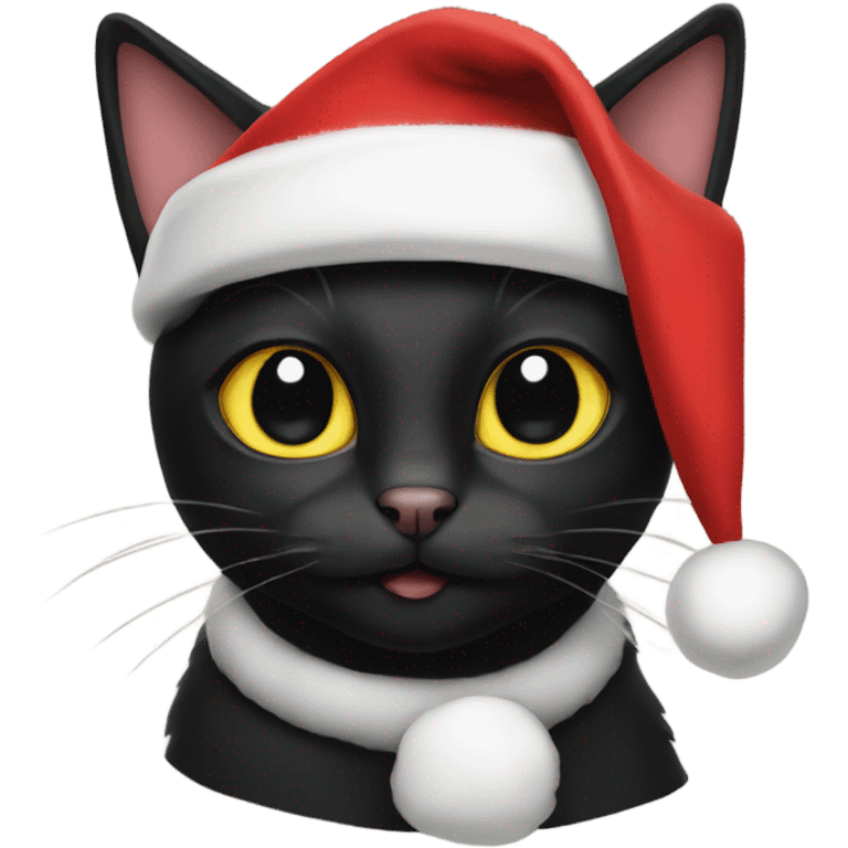 Black cat with Santa hat emoji