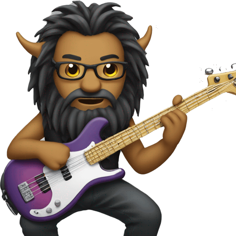 dragon with long hair and beard rocking a bass guitar  emoji