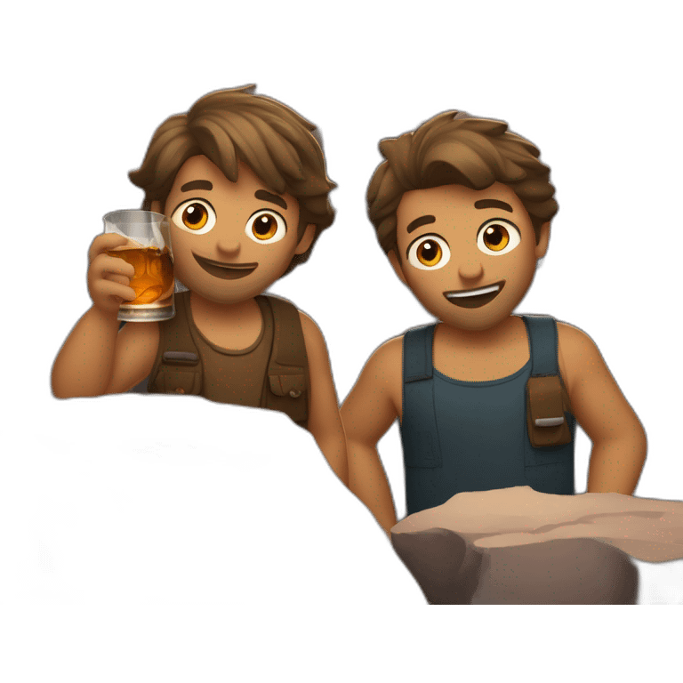 Two guys drinking whiskey in the rocks emoji