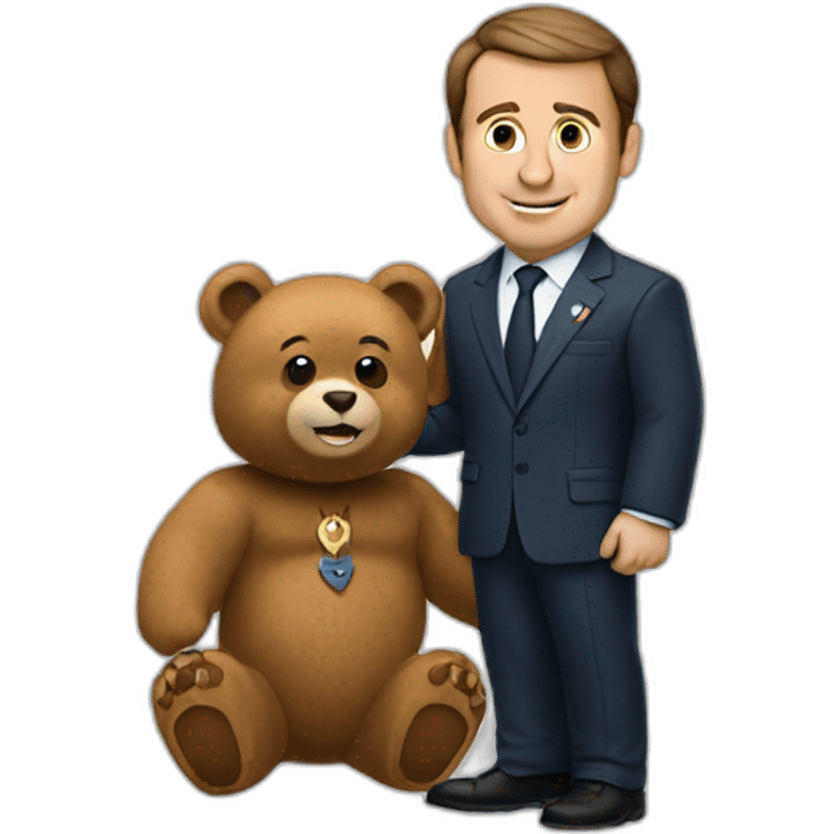 Macron with a bear emoji