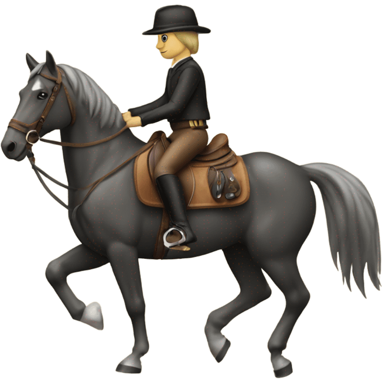 Horse with tack with a rider emoji