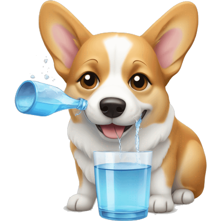 corgi drinking water emoji