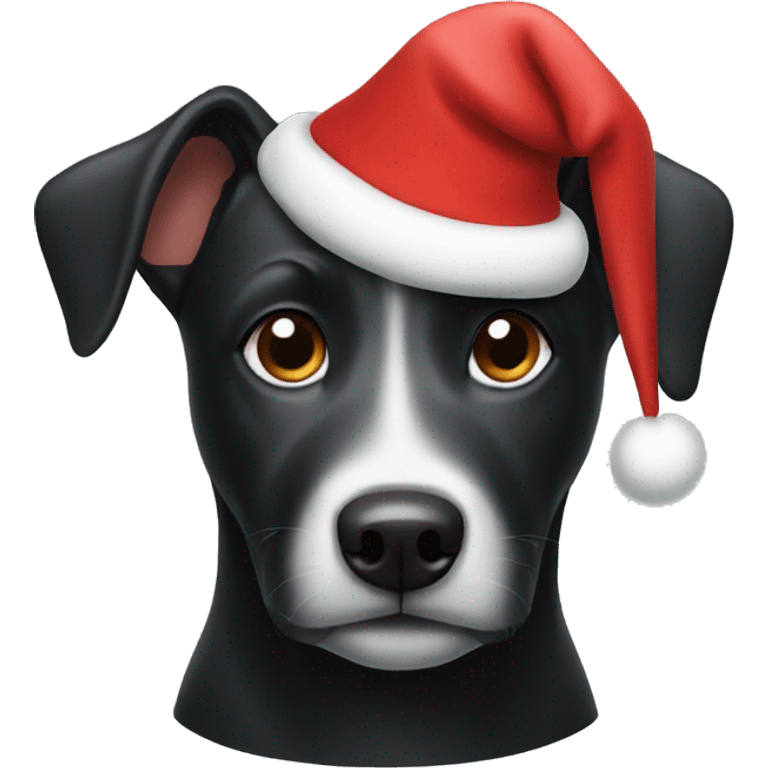 Black dog wearing a christmas hat  emoji