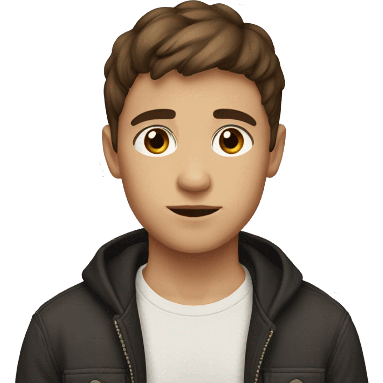 a boy with brown hair and brown black eyes, with short hair emoji