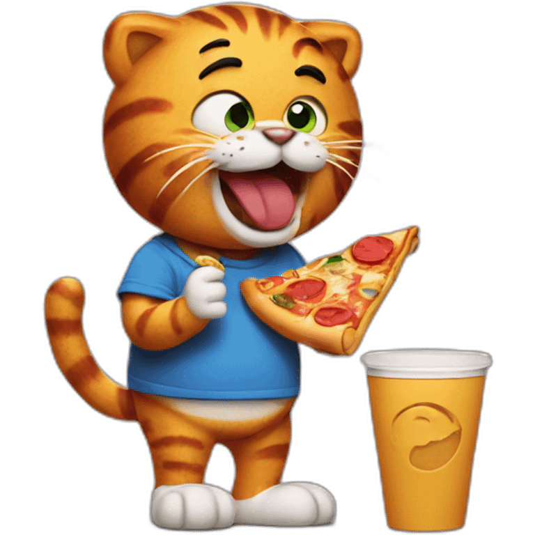 Garfield eating pizza emoji