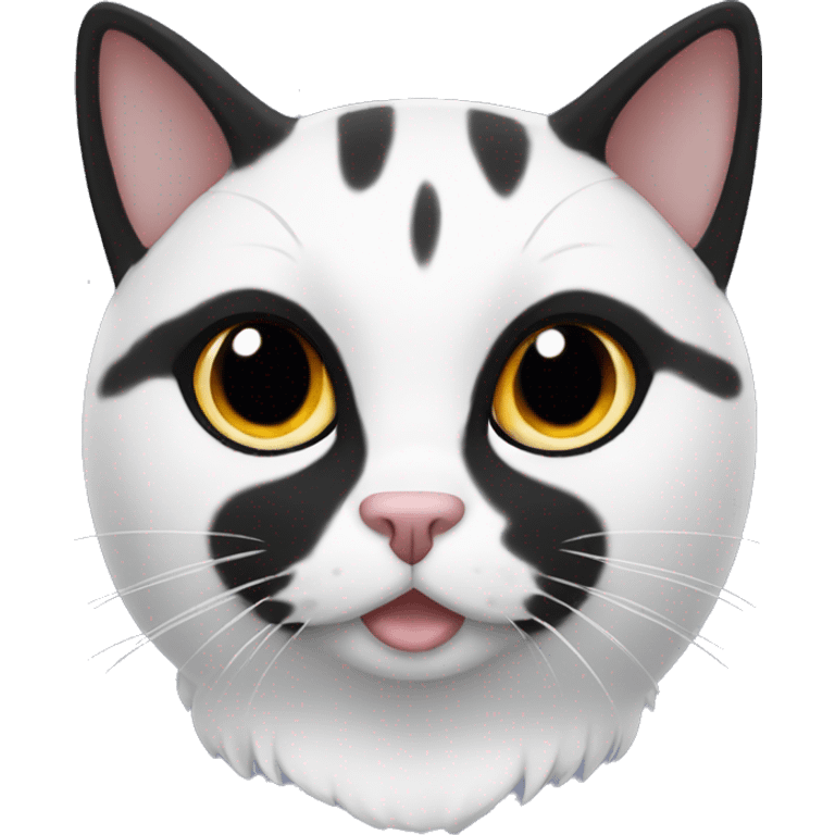 Black and white cat with black beauty mark on face emoji