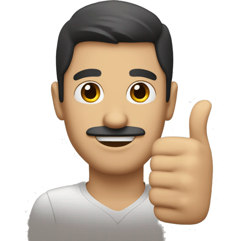 dark hair dark eyed man with short mustache thumbs up  emoji