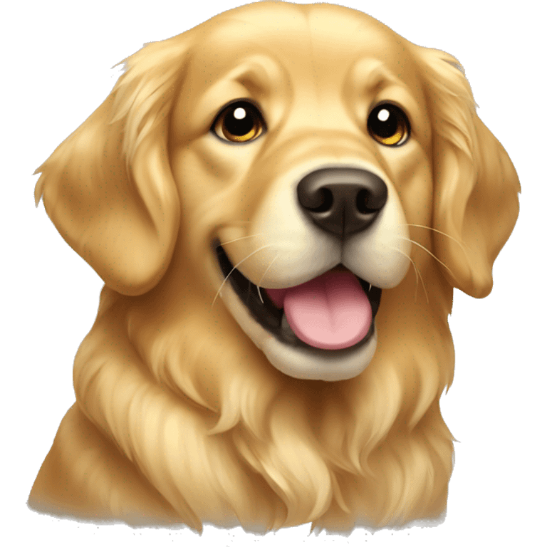 Golden retriever with bow emoji