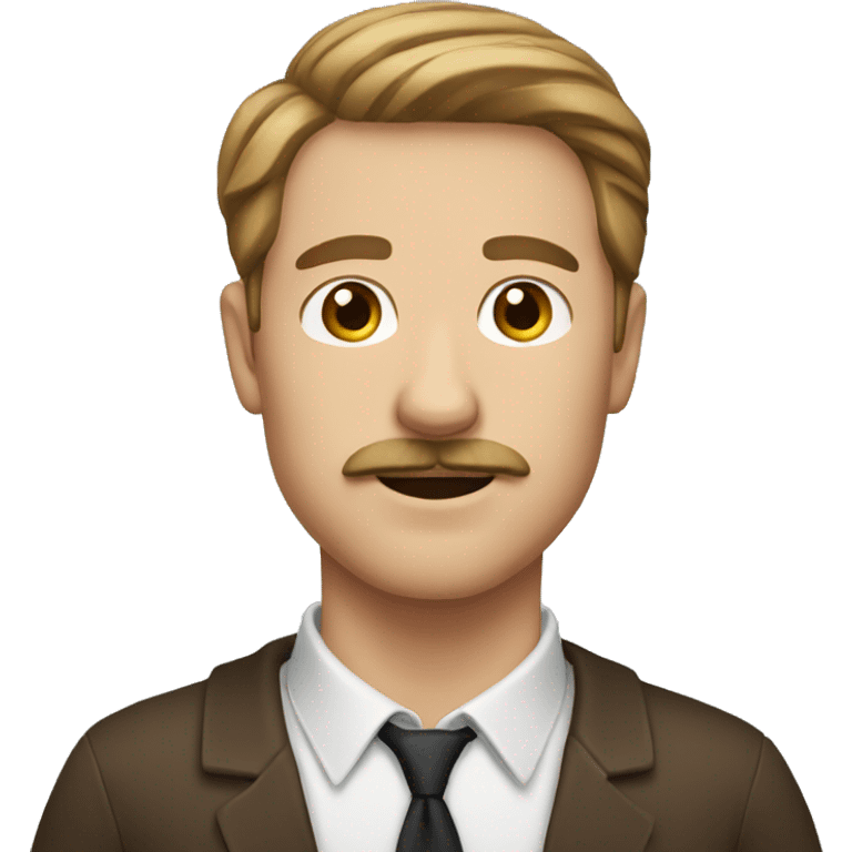 white male, brown hair and a mustache emoji