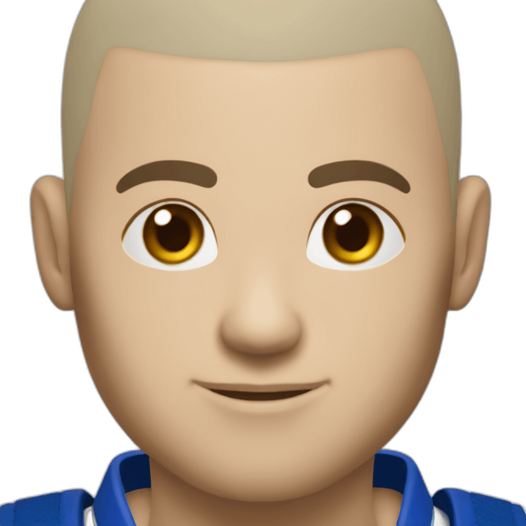 young man brazilian jiu jitsu shaved head white-belt emoji