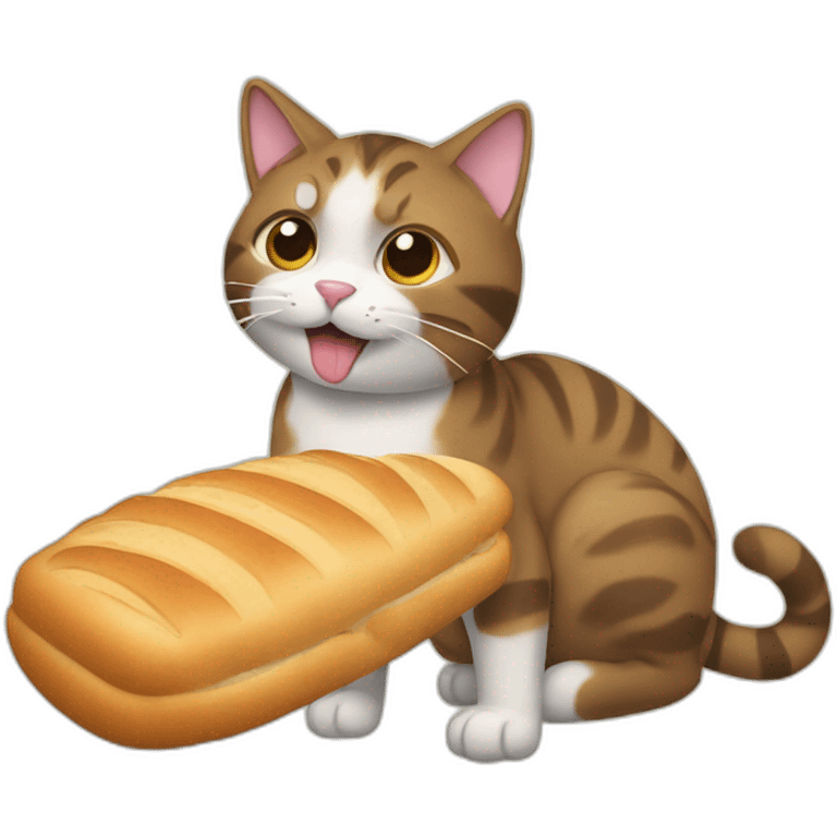 A cat eating a bread emoji