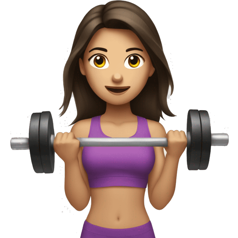 brunette girl lifting weights emoji