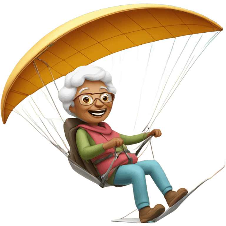 Grandma hang gliding in a desert  emoji