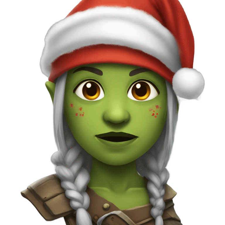 orc female warrior with santa hat emoji