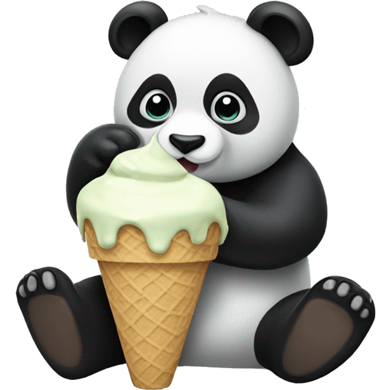 Panda eating ice cream emoji