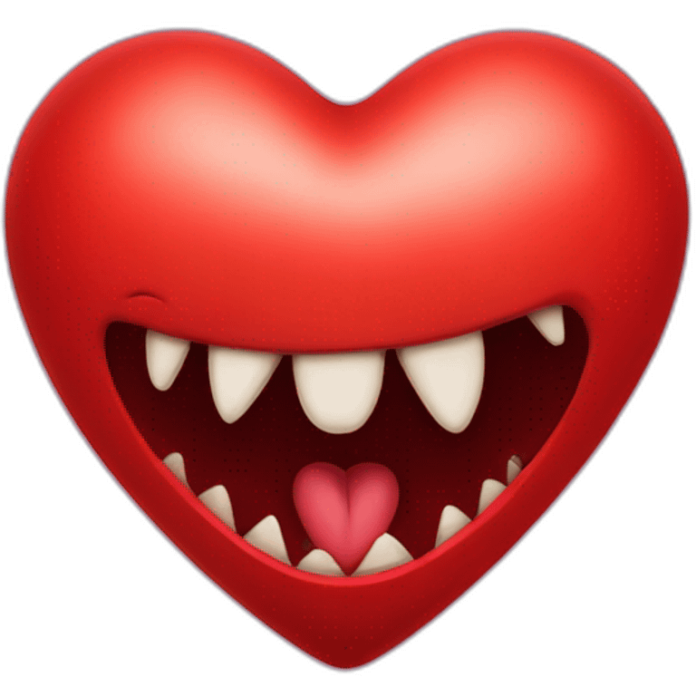 Red heart with scary monster mouth emoji