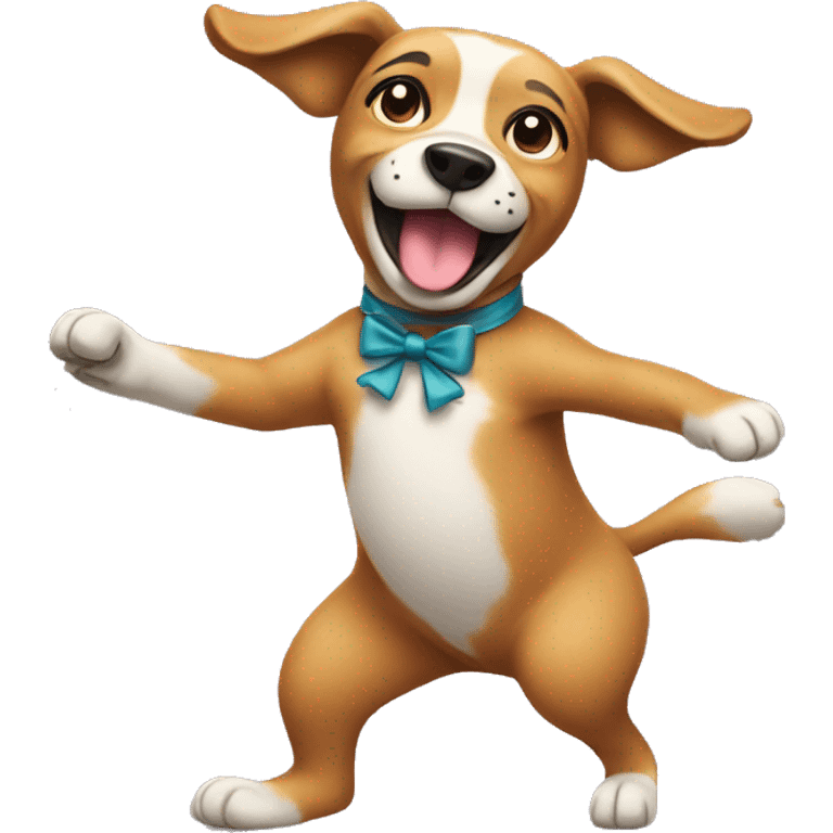 Dog dancing with bow emoji