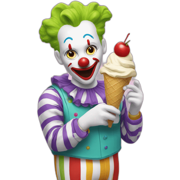 Clown eating ice cream emoji