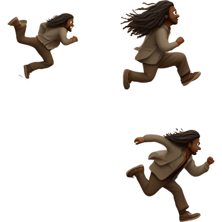 Long haired man jumping over mountains at sunset emoji