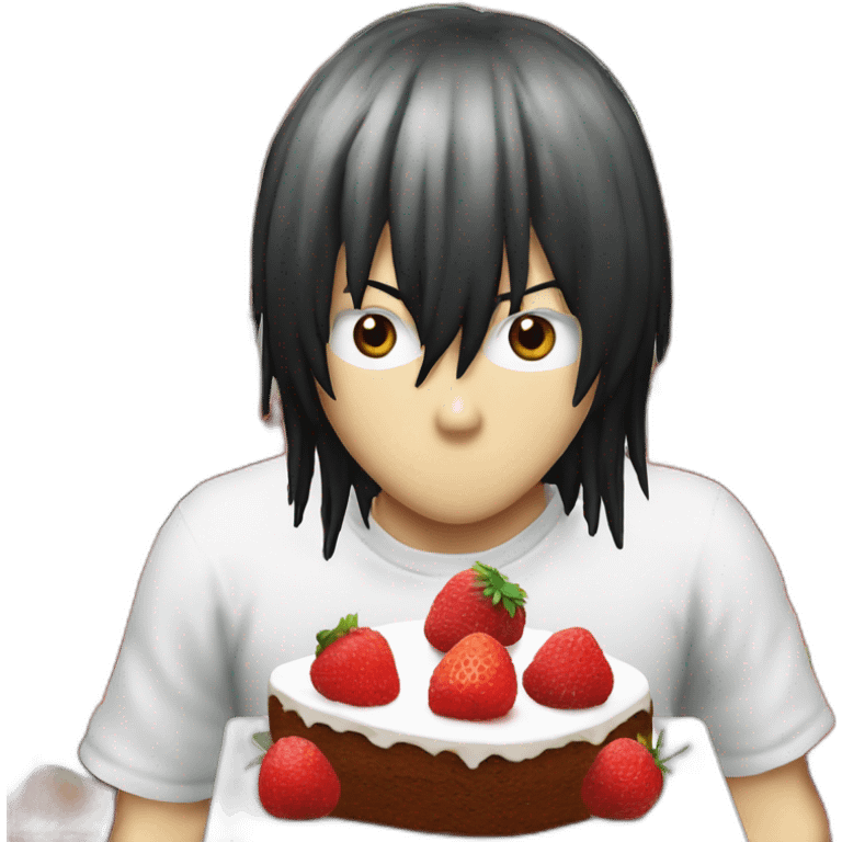 L death note mange un gâteau au fraise japonais  emoji