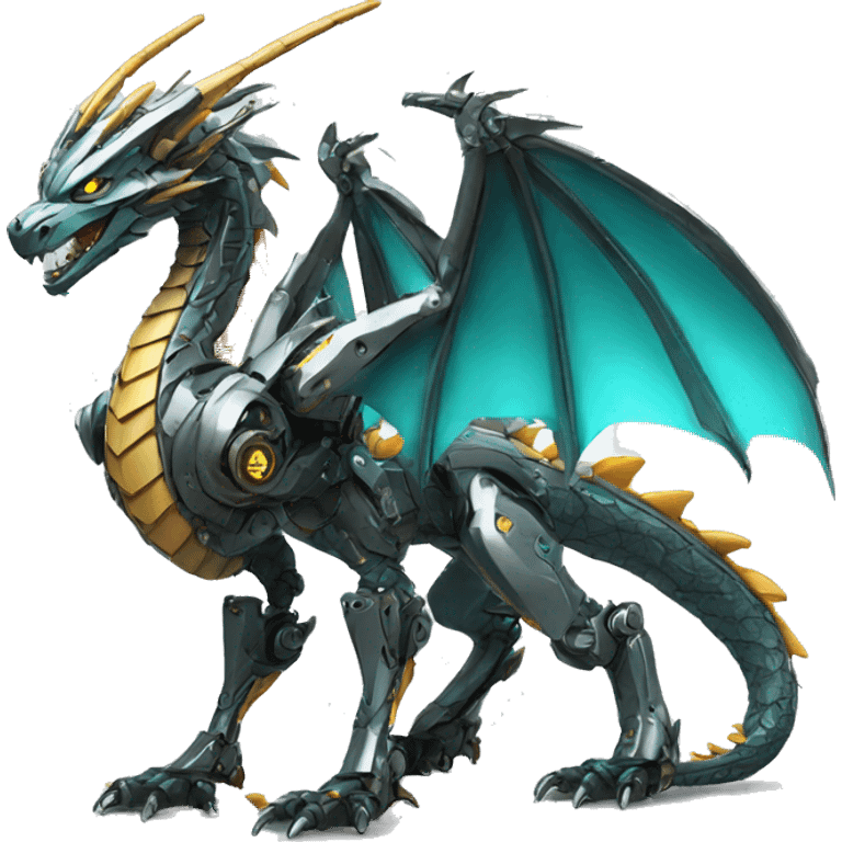 Mechanical futuristic Dragon full body emoji