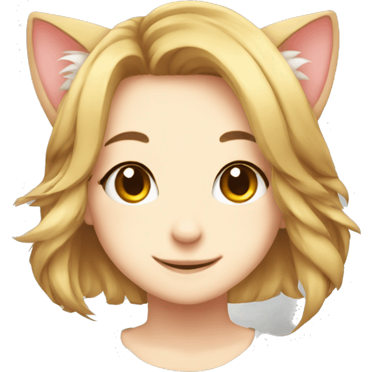 Pretty girl cat face anime emoji smiling emoji