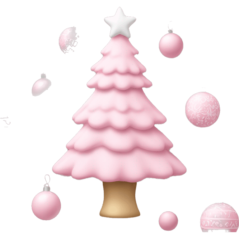 Pastel pink Christmas tree with pink and white ornaments  emoji