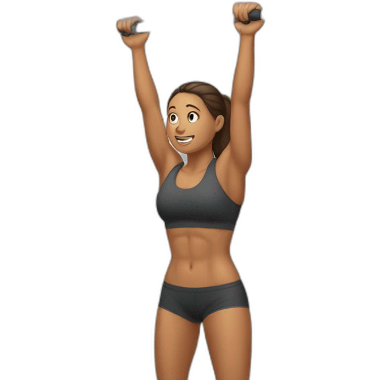 woman doing pull-ups emoji