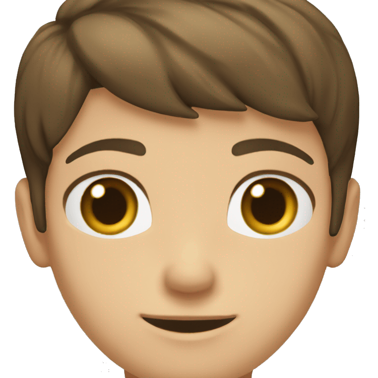 light brunette boy, brown hair and eyes, short hair to the side, black shirt with LDC EXPRESS written on it emoji