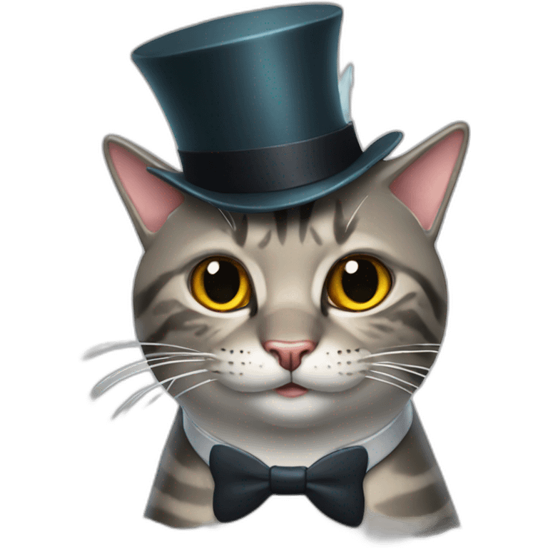 Shark with a top hat cat emoji