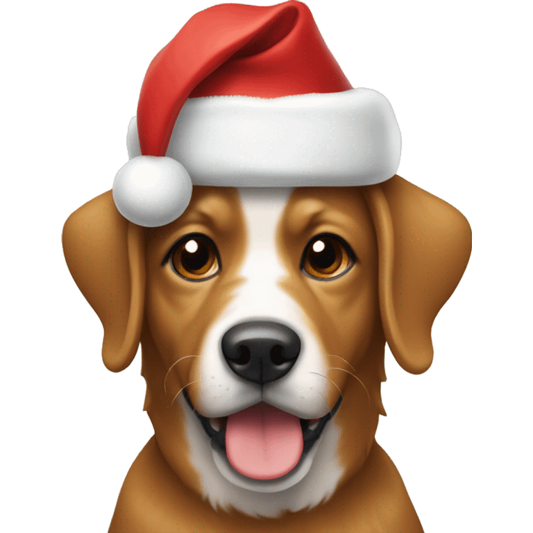 Dog wearing Christmas hat emoji