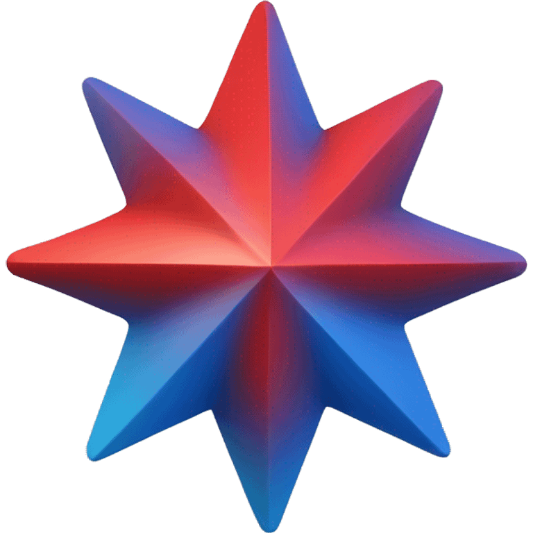 a simple star in 3d with a gradient blue and red inclinate 45 degrees emoji