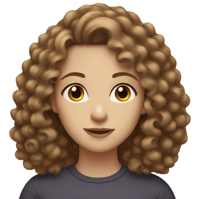 Pale woman, brown eyes, long brown curly hair emoji