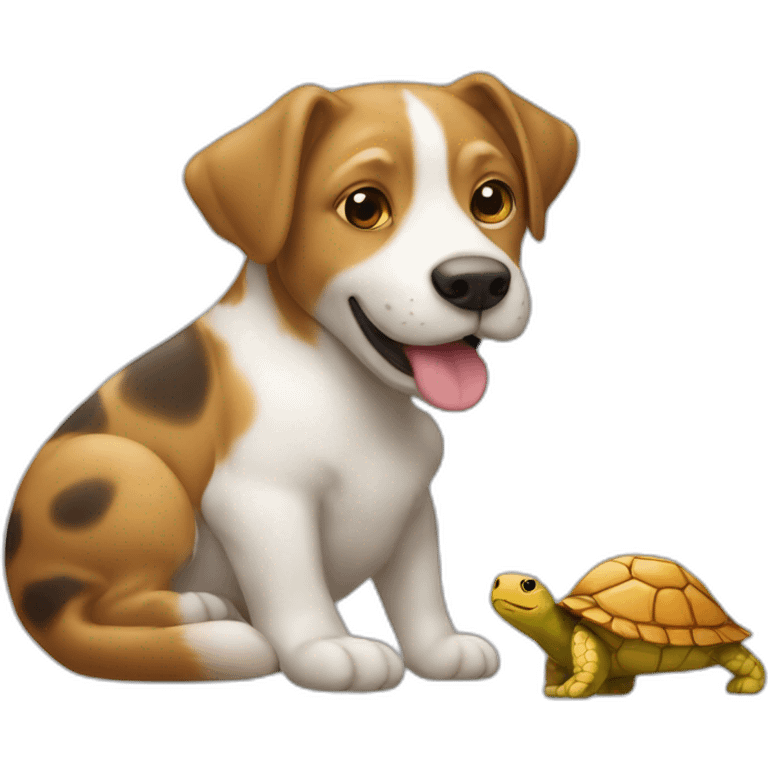 Un chat sur un chien qui et sur une tortue emoji