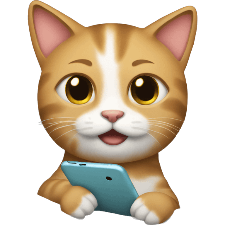 cat scrolling on phone in bed emoji