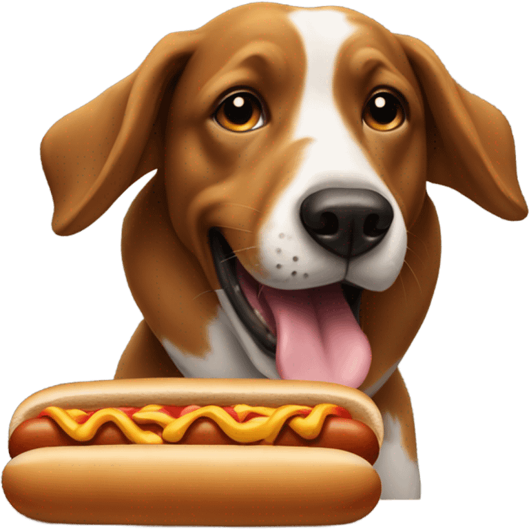 Dog eating a hotdog emoji