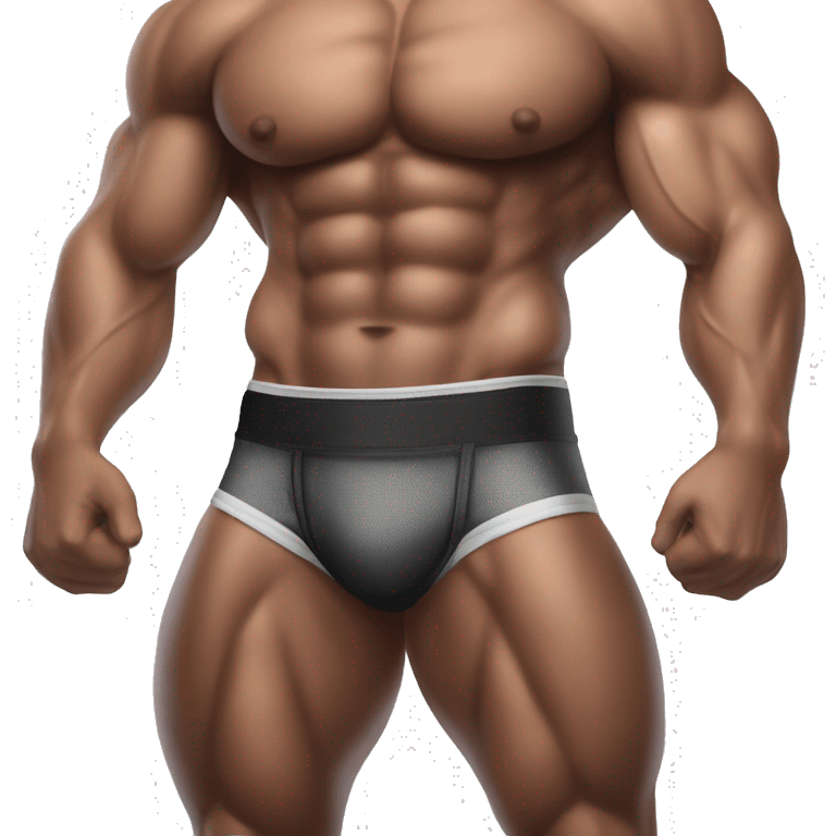 gay bodybuilder with mustache in jockstrap realistic emoji